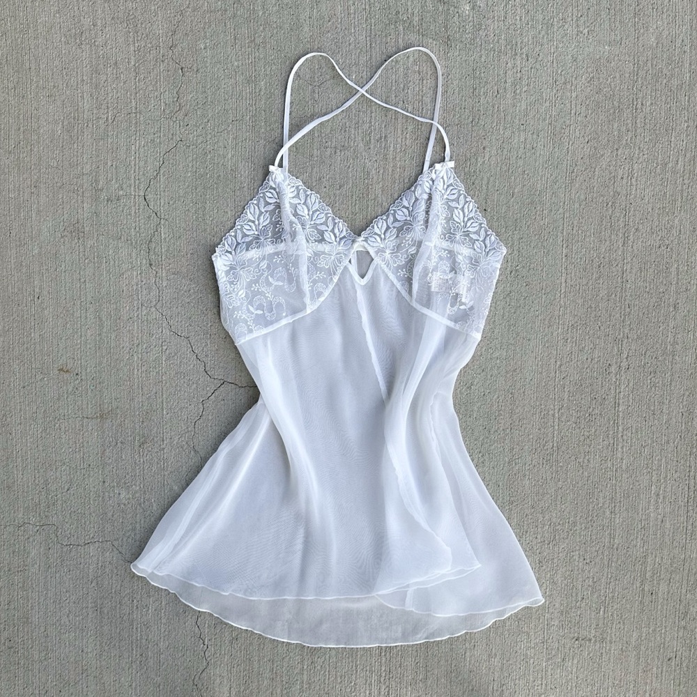 vintage white sheer and floral babydoll